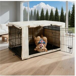 NEW HiCaptain Double Door Dog Cat Crate Cover (Fits 22 x 12 x 15)